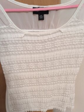 AB Studio White Textured Sleeveless Top